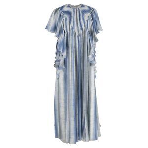 Chloé Striped Tie-Dye Flutter-Sleeve Gauze Maxi Dress In Light Blue Wool